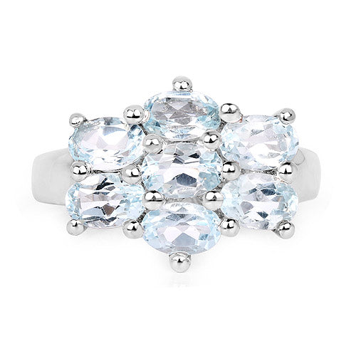 3.57 Carat Genuine  Blue Topaz .925 Sterling Silver Ring