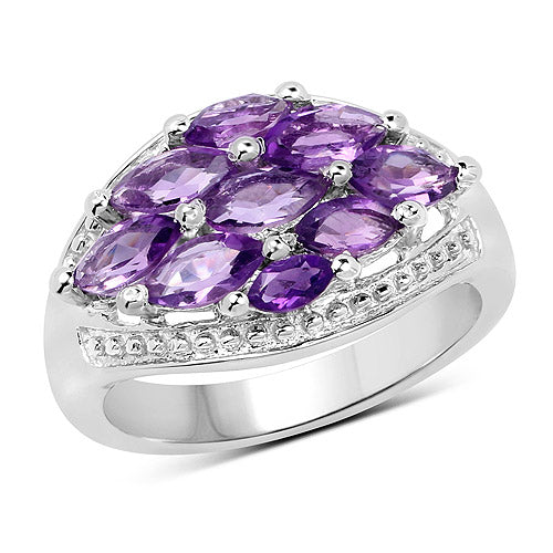 1.91 Carat Genuine  Amethyst .925 Sterling Silver Ring