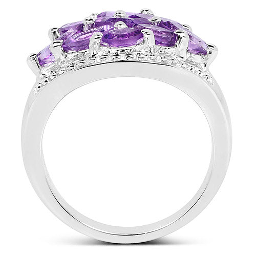 1.91 Carat Genuine  Amethyst .925 Sterling Silver Ring