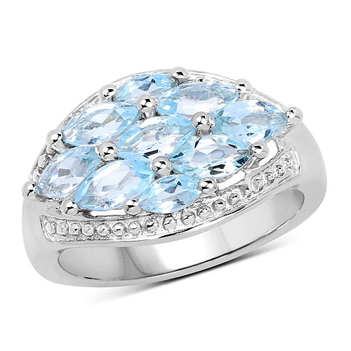 2.50 Carat Genuine  Blue Topaz .925 Sterling Silver Ring
