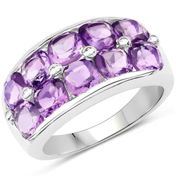 4.20 Carat Genuine  Amethyst .925 Sterling Silver Ring