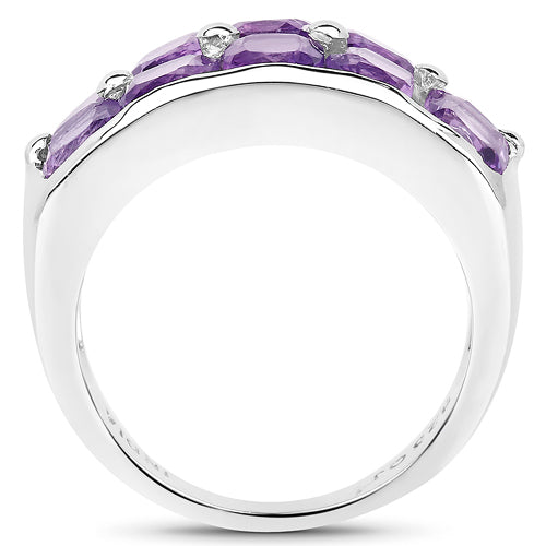 4.20 Carat Genuine  Amethyst .925 Sterling Silver Ring