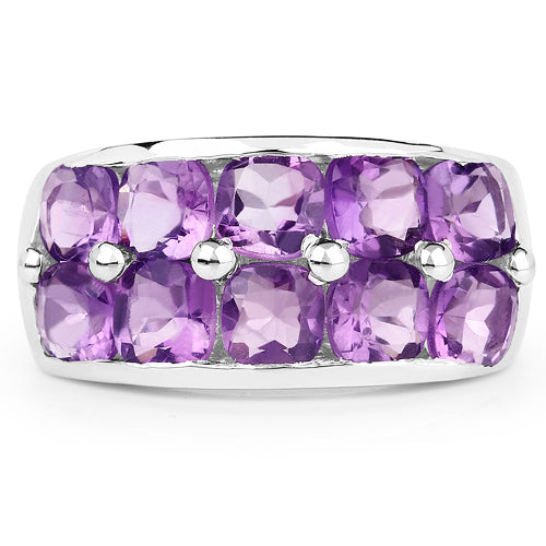 4.20 Carat Genuine  Amethyst .925 Sterling Silver Ring