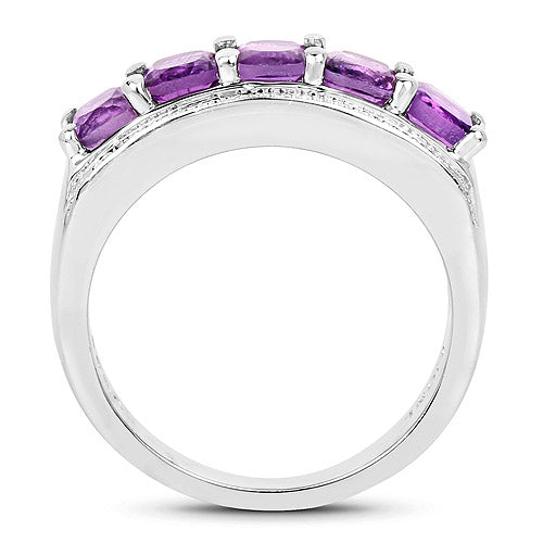 1.50 Carat Genuine  Amethyst .925 Sterling Silver Ring