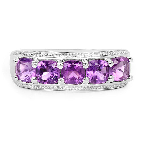 1.50 Carat Genuine  Amethyst .925 Sterling Silver Ring