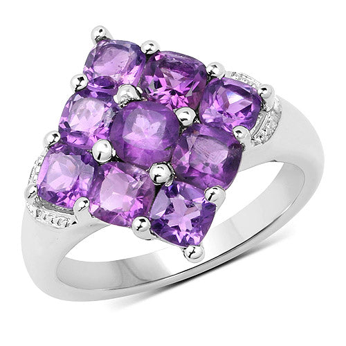 2.70 Carat Genuine  Amethyst .925 Sterling Silver Ring