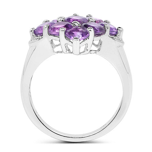 2.70 Carat Genuine  Amethyst .925 Sterling Silver Ring
