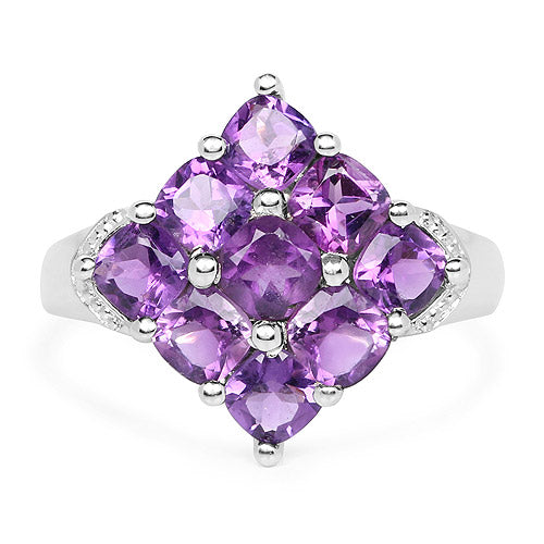 2.70 Carat Genuine  Amethyst .925 Sterling Silver Ring