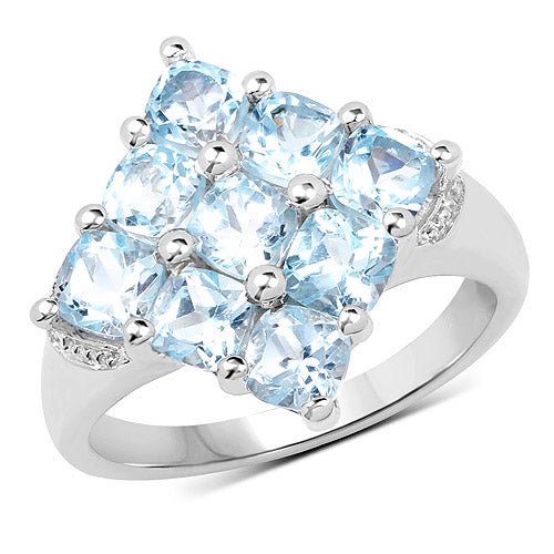 3.24 Carat Genuine  Blue Topaz .925 Sterling Silver Ring