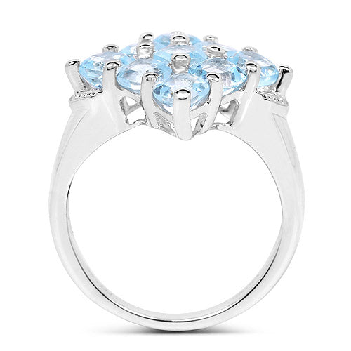 3.24 Carat Genuine  Blue Topaz .925 Sterling Silver Ring