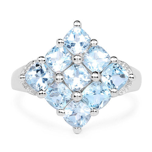 3.24 Carat Genuine  Blue Topaz .925 Sterling Silver Ring