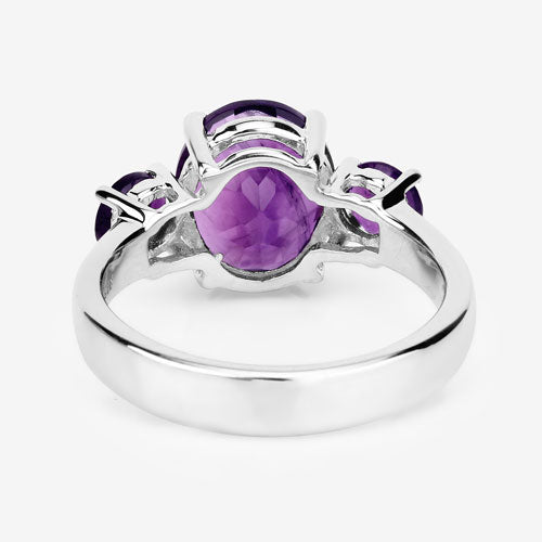4.06 Carat Genuine Amethyst .925 Sterling Silver Ring