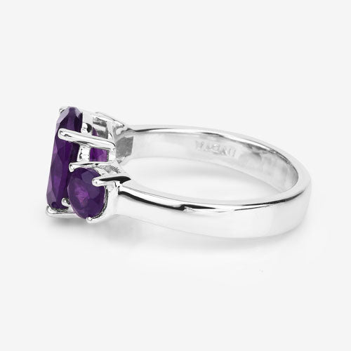 4.06 Carat Genuine Amethyst .925 Sterling Silver Ring