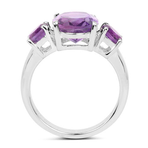 4.06 Carat Genuine Amethyst .925 Sterling Silver Ring