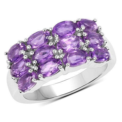 2.52 Carat Genuine  Amethyst .925 Sterling Silver Ring