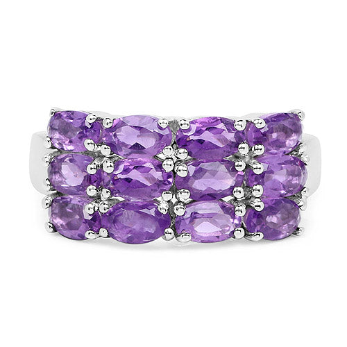 2.52 Carat Genuine  Amethyst .925 Sterling Silver Ring