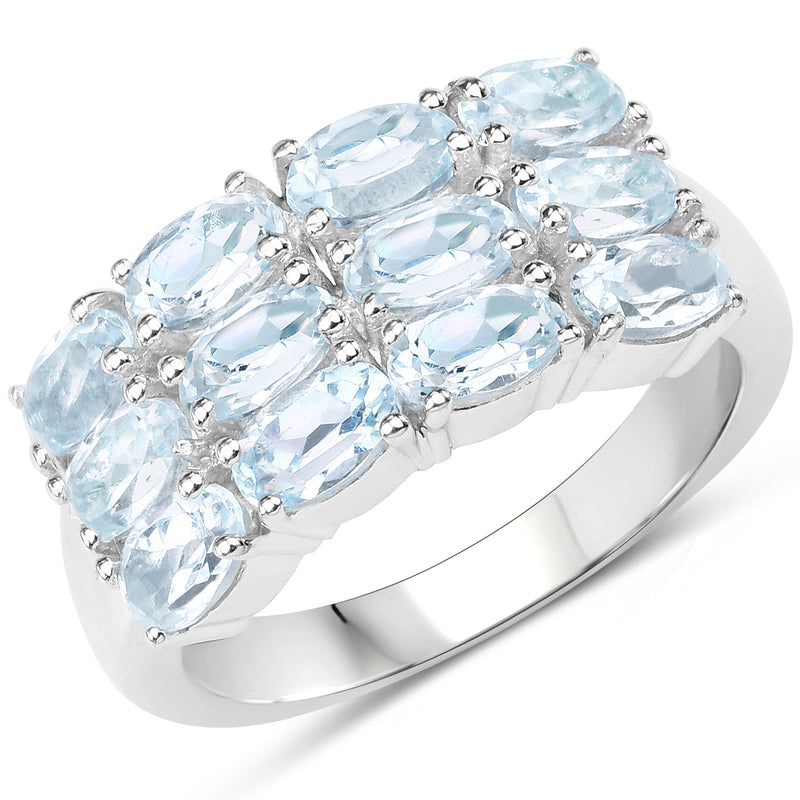 3.36 Carat Genuine  Blue Topaz .925 Sterling Silver Ring