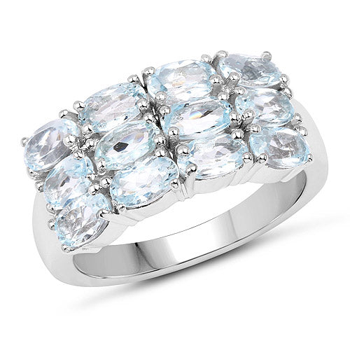 3.36 Carat Genuine  Blue Topaz .925 Sterling Silver Ring