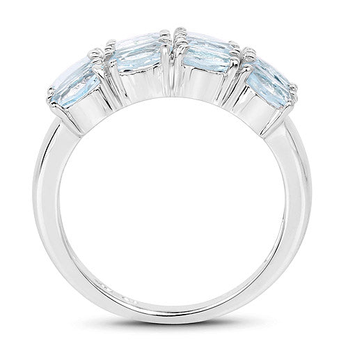 3.36 Carat Genuine  Blue Topaz .925 Sterling Silver Ring