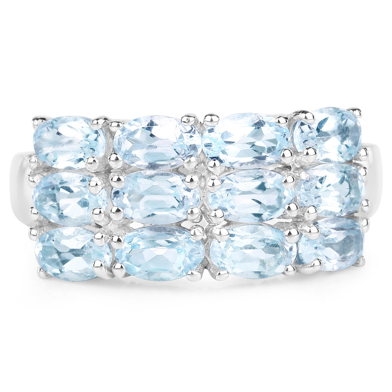 3.36 Carat Genuine  Blue Topaz .925 Sterling Silver Ring