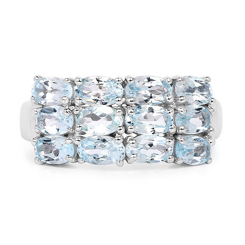 3.36 Carat Genuine  Blue Topaz .925 Sterling Silver Ring