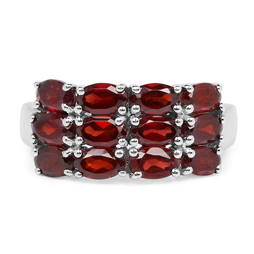 3.84 Carat Genuine  Garnet .925 Sterling Silver Ring