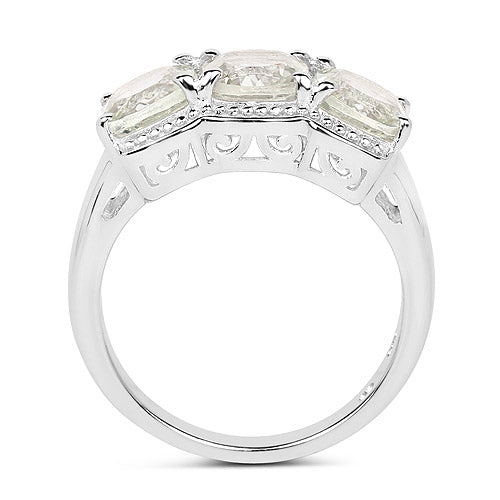 2.70 Carat Genuine Green Amethyst .925 Sterling Silver Ring
