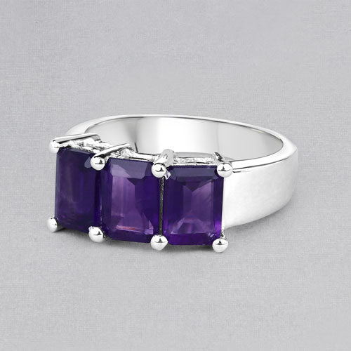 2.85 Carat Genuine Amethyst .925 Sterling Silver Ring