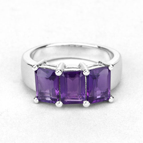 2.85 Carat Genuine Amethyst .925 Sterling Silver Ring