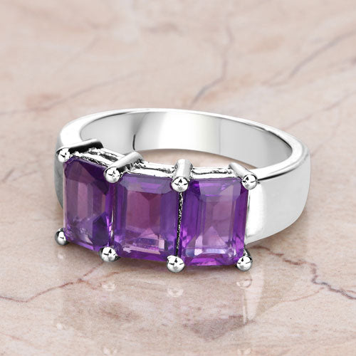 2.85 Carat Genuine Amethyst .925 Sterling Silver Ring
