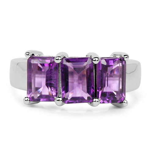 2.85 Carat Genuine Amethyst .925 Sterling Silver Ring