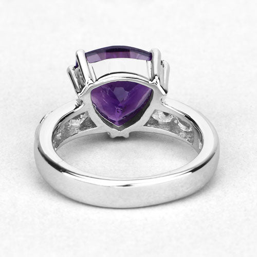 2.71 Carat Genuine Amethyst and White Topaz .925 Sterling Silver Ring
