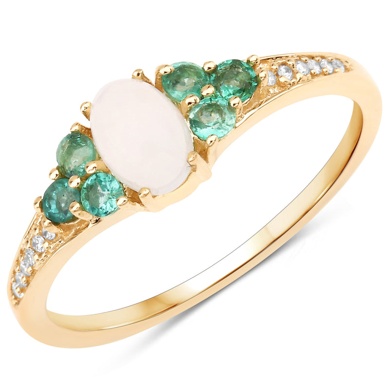 0.49 Carat Genuine Multi Stones 14K Yellow Gold Ring