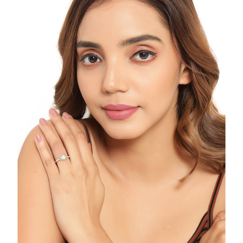 0.49 Carat Genuine Multi Stones 14K Yellow Gold Ring