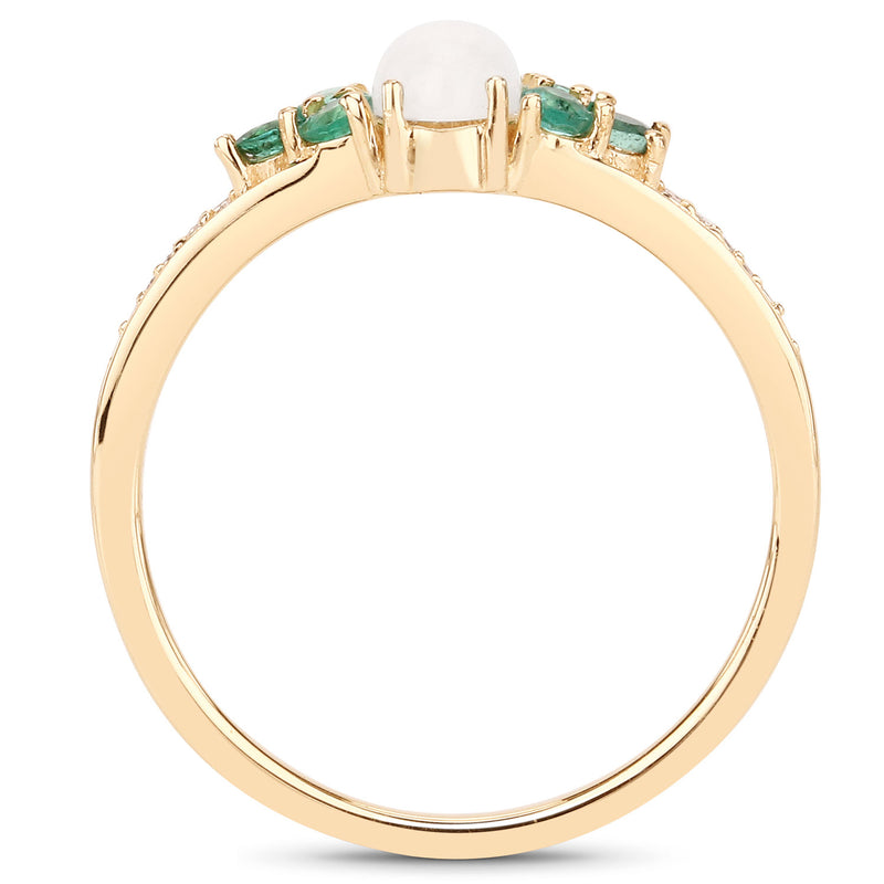 0.49 Carat Genuine Multi Stones 14K Yellow Gold Ring