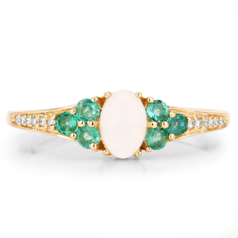0.49 Carat Genuine Multi Stones 14K Yellow Gold Ring