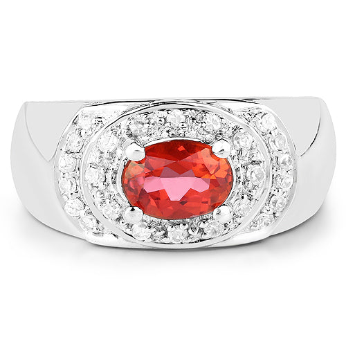 1.37 Carat Genuine Pink Topaz and White Cubic Zirconia .925 Sterling Silver Ring