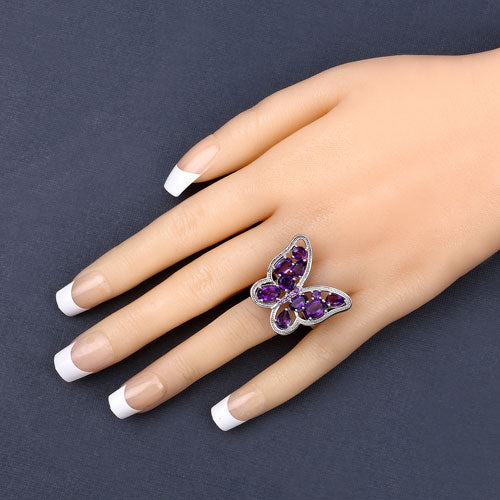 4.32 Carat Genuine Amethyst .925 Sterling Silver Ring
