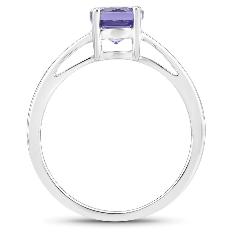 0.95 Carat Genuine Tanzanite .925 Sterling Silver Ring