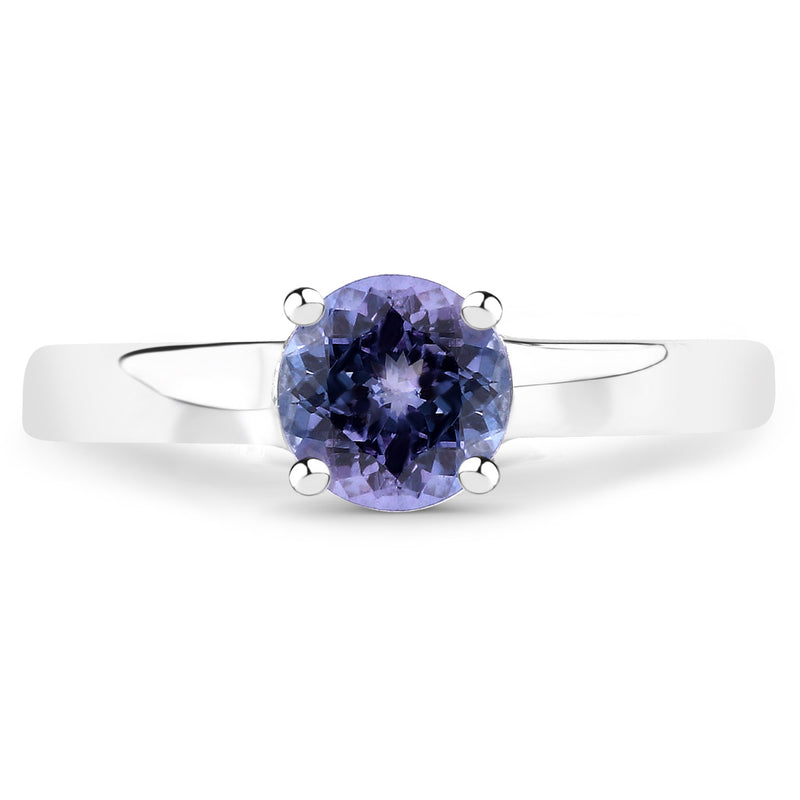 0.95 Carat Genuine Tanzanite .925 Sterling Silver Ring