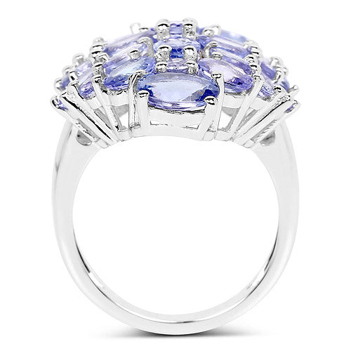 6.48 Carat Genuine Tanzanite .925 Sterling Silver Ring