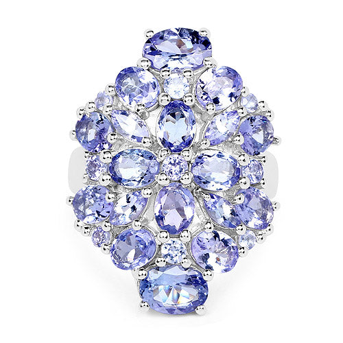 6.48 Carat Genuine Tanzanite .925 Sterling Silver Ring