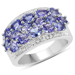 2.72 Carat Genuine Tanzanite .925 Sterling Silver Ring