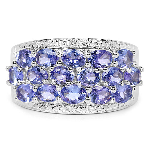 2.72 Carat Genuine Tanzanite .925 Sterling Silver Ring