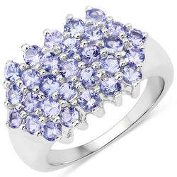 2.03 Carat Genuine Tanzanite .925 Sterling Silver Ring