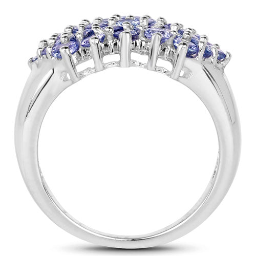 2.03 Carat Genuine Tanzanite .925 Sterling Silver Ring
