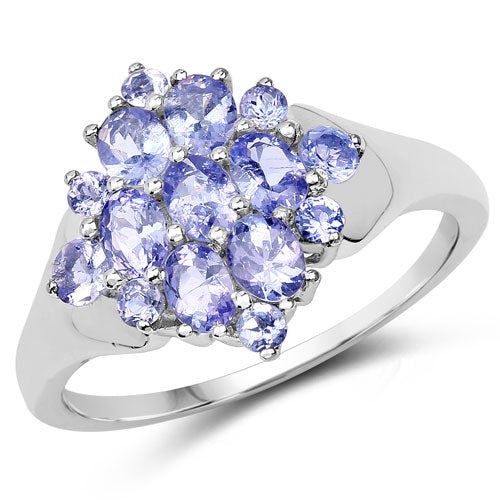 1.60 Carat Genuine Tanzanite .925 Sterling Silver Ring