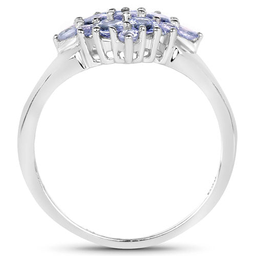 1.60 Carat Genuine Tanzanite .925 Sterling Silver Ring