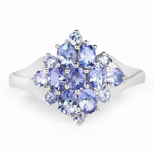 1.60 Carat Genuine Tanzanite .925 Sterling Silver Ring