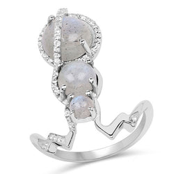 2.79 Carat Genuine Labradorite And White Topaz .925 Sterling Silver Ring